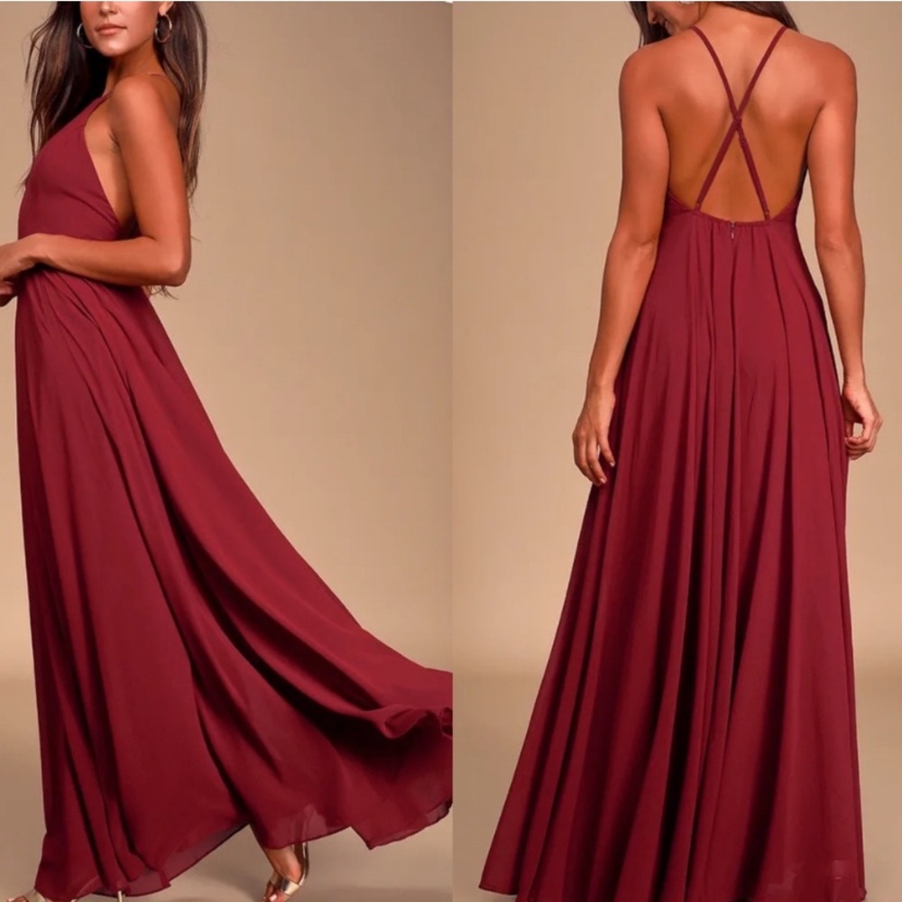 Lulus Mythical Kind of Love Wine Red Maxi Dress XL